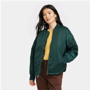 a new day Green Satin Bomber Jacket - Small